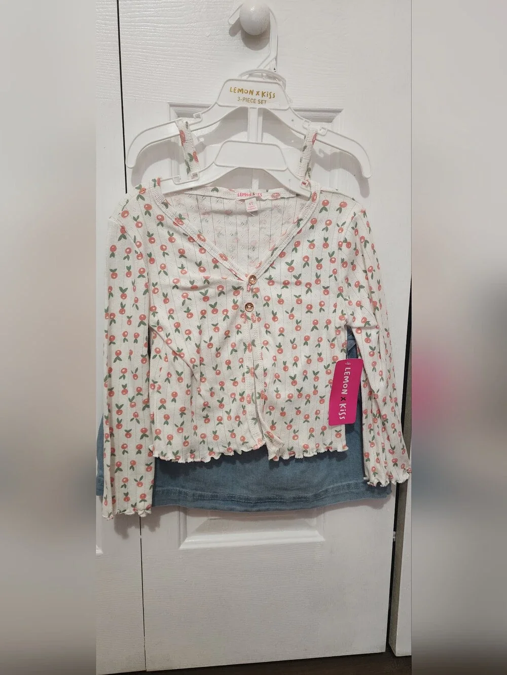Girls Lemon X Kiss 3 Piece Jean Skirt Set NWT